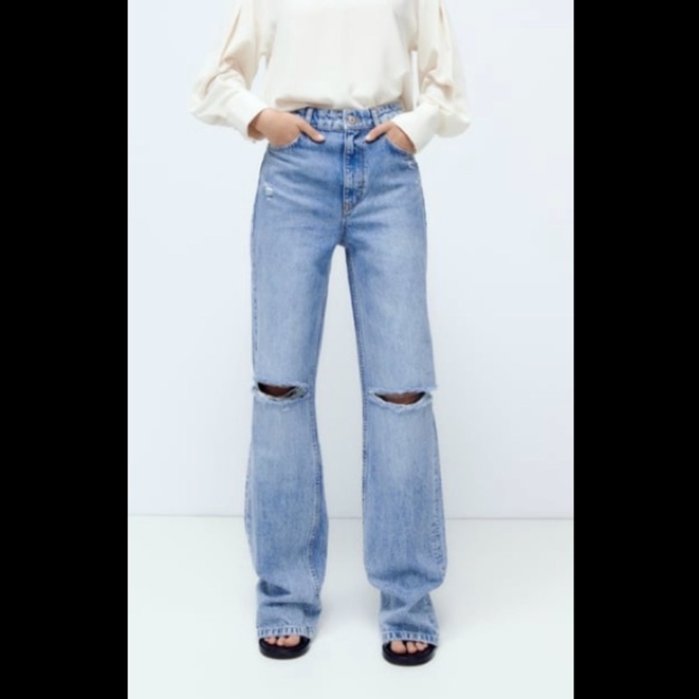 Zara Full Length Ripped Jeans